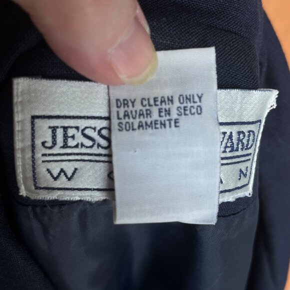 Jessica Howard Navy Blue Button Up Linen Dress Sz 20 Preppy Taillored Academia - Picture 8 of 14